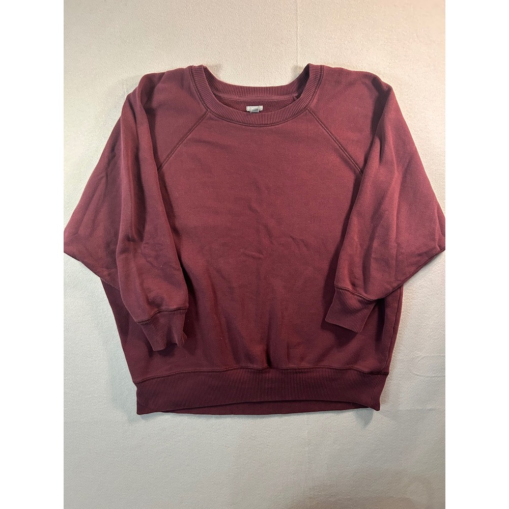 Aerie Sweatshirt Women XL Burgundy Raglan Sleeve Fleece Pullover Relaxed Fit